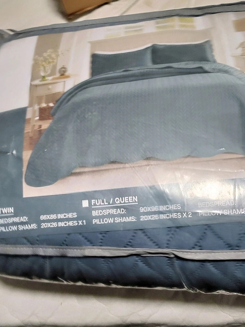 Bedsure Clover Ultrasonic Quilt Set, Blue, Full/Queen